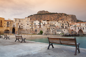 Image showing Sunrise in Cefalù, Sicily, Italy. 