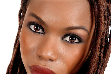 Image showing Closeup of African woman\'s eye\'s and face.