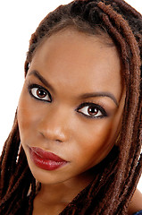 Image showing Closeup of African woman\'s face.