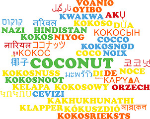 Image showing Coconut multilanguage wordcloud background concept