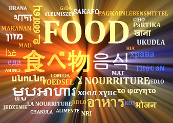 Image showing Food multilanguage wordcloud background concept glowing