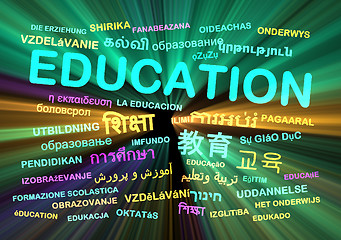 Image showing Education multilanguage wordcloud background concept glowing