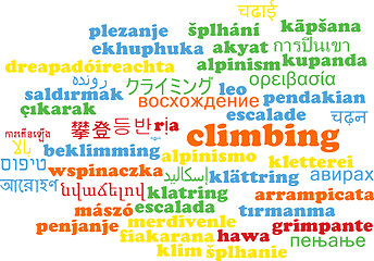 Image showing Climbing multilanguage wordcloud background concept