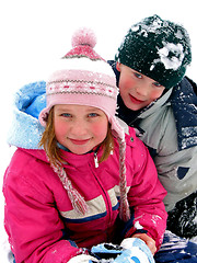 Image showing Children playing in snow