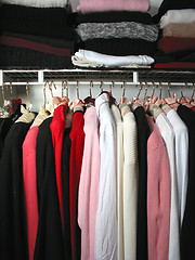 Image showing Closet with clothes