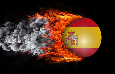 Image showing Flag with a trail of fire and smoke - Spain