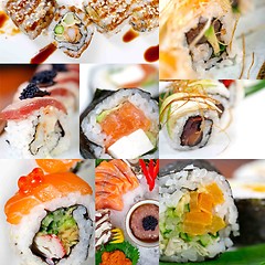 Image showing Japanese sushi collage 