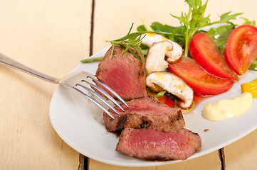 Image showing beef filet mignon grilled with vegetables