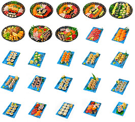 Image showing Japanese sushi collage isolated