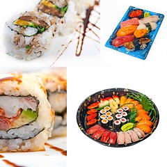 Image showing Japanese sushi collage 