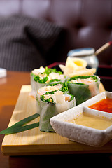 Image showing fresh sushi choice combination assortment selection 