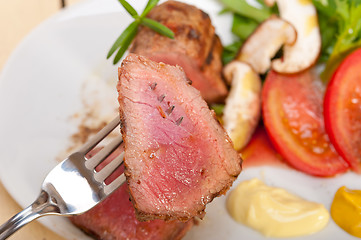 Image showing beef filet mignon grilled with vegetables