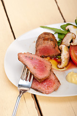 Image showing beef filet mignon grilled with vegetables