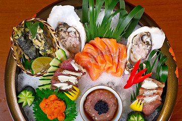 Image showing fresh sushi choice combination assortment selection 