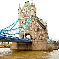 Image showing london tower in england old bridge and the cloudy sky