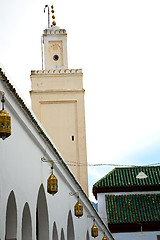 Image showing old   brick tower in morocco africa village and  sky