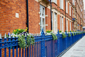 Image showing old window in europe london  red brick wall     and      histori