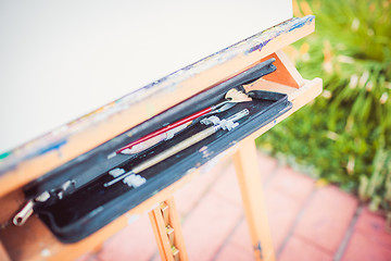 Image showing Easel and art supplies