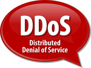 Image showing DDoS acronym definition speech bubble illustration