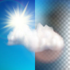 Image showing Sun with cloud floats in the sky. EPS 10