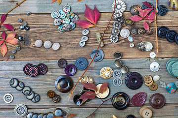 Image showing placer of colorful vintage buttons