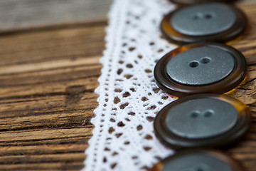 Image showing Vintage lace ribbons and buttons set 