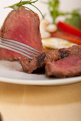 Image showing beef filet mignon grilled with vegetables