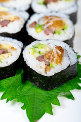 Image showing fresh sushi choice combination assortment selection 