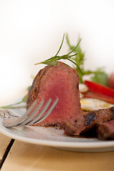 Image showing beef filet mignon grilled with vegetables