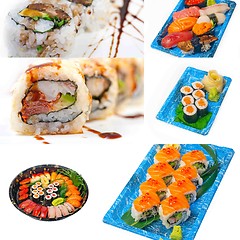 Image showing Japanese sushi collage 