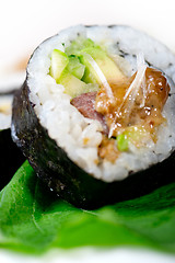 Image showing fresh sushi choice combination assortment selection 