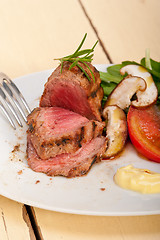 Image showing beef filet mignon grilled with vegetables