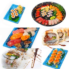 Image showing Japanese sushi collage 