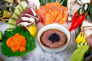 Image showing fresh sushi choice combination assortment selection 