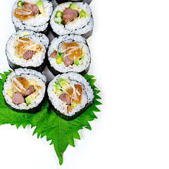 Image showing fresh sushi choice combination assortment selection 