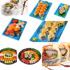 Image showing Japanese sushi collage 