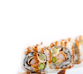 Image showing fresh sushi choice combination assortment selection 