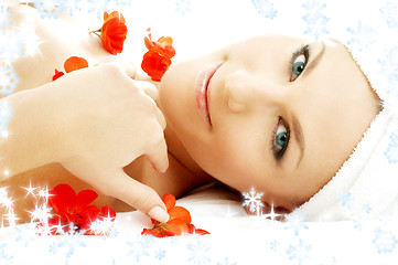 Image showing red flower petals spa with snowflakes #3