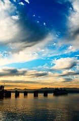 Image showing Ferry during sunset