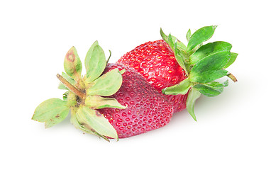 Image showing Two freshly strawberries rotated