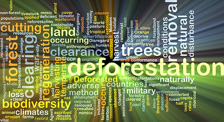 Image showing Deforestation background concept glowing