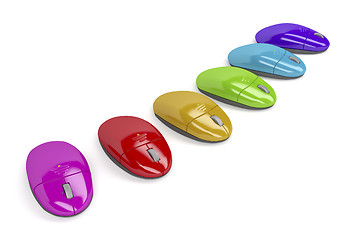 Image showing Colorful computer mouses