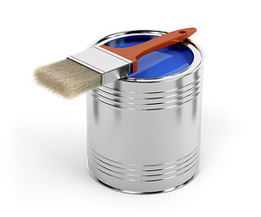 Image showing Paintbrush and paint can