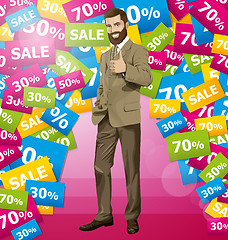 Image showing Vector Business Man With Beard Shows Well Done