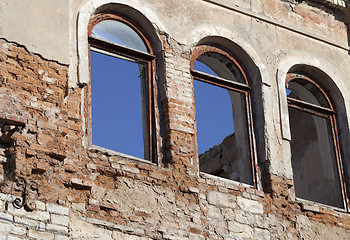 Image showing Brick wall of old destroyed house