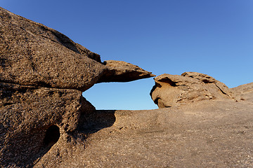 Image showing Rock formation in Namib desert in sunset, landscape