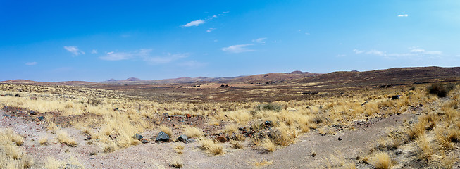 Image showing dry Namib desert in sunset, landscape