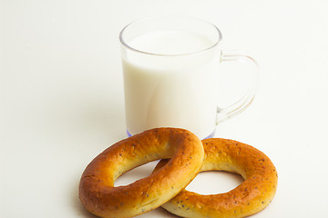 Image showing Bagels with milk    
