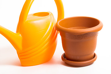 Image showing Watering can and pot    