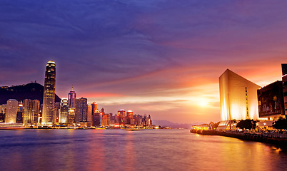 Image showing Beautiful HongKong cityscape at sunset